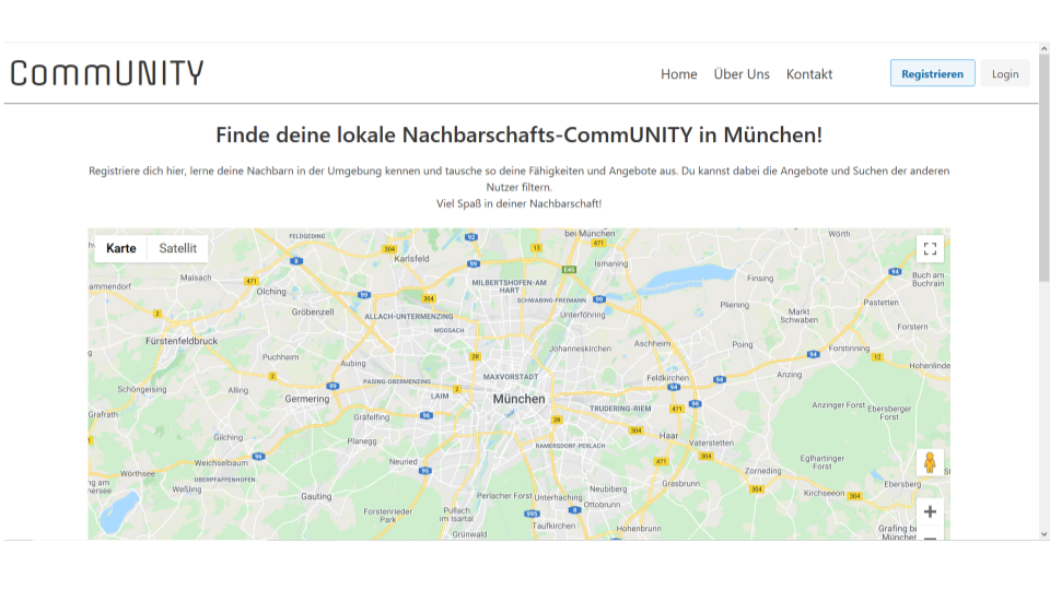 Screenshot of CommUNITY Webapp