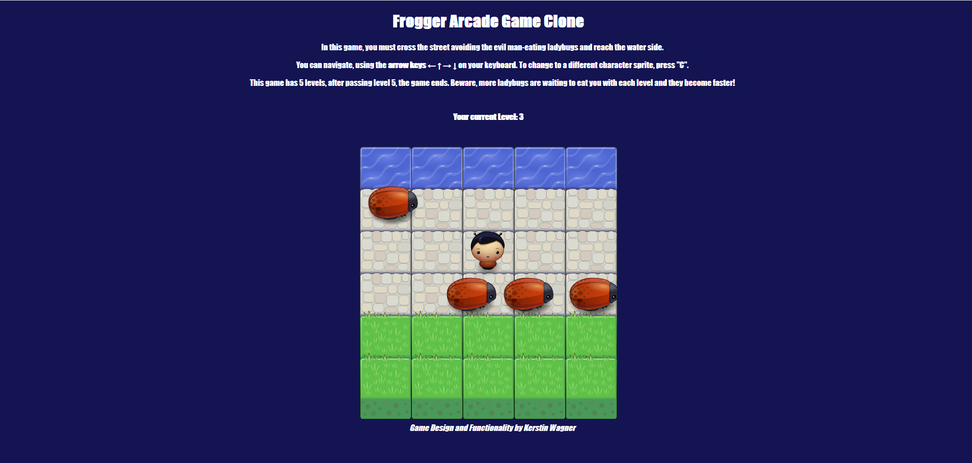 Screenshot of Frogger Game