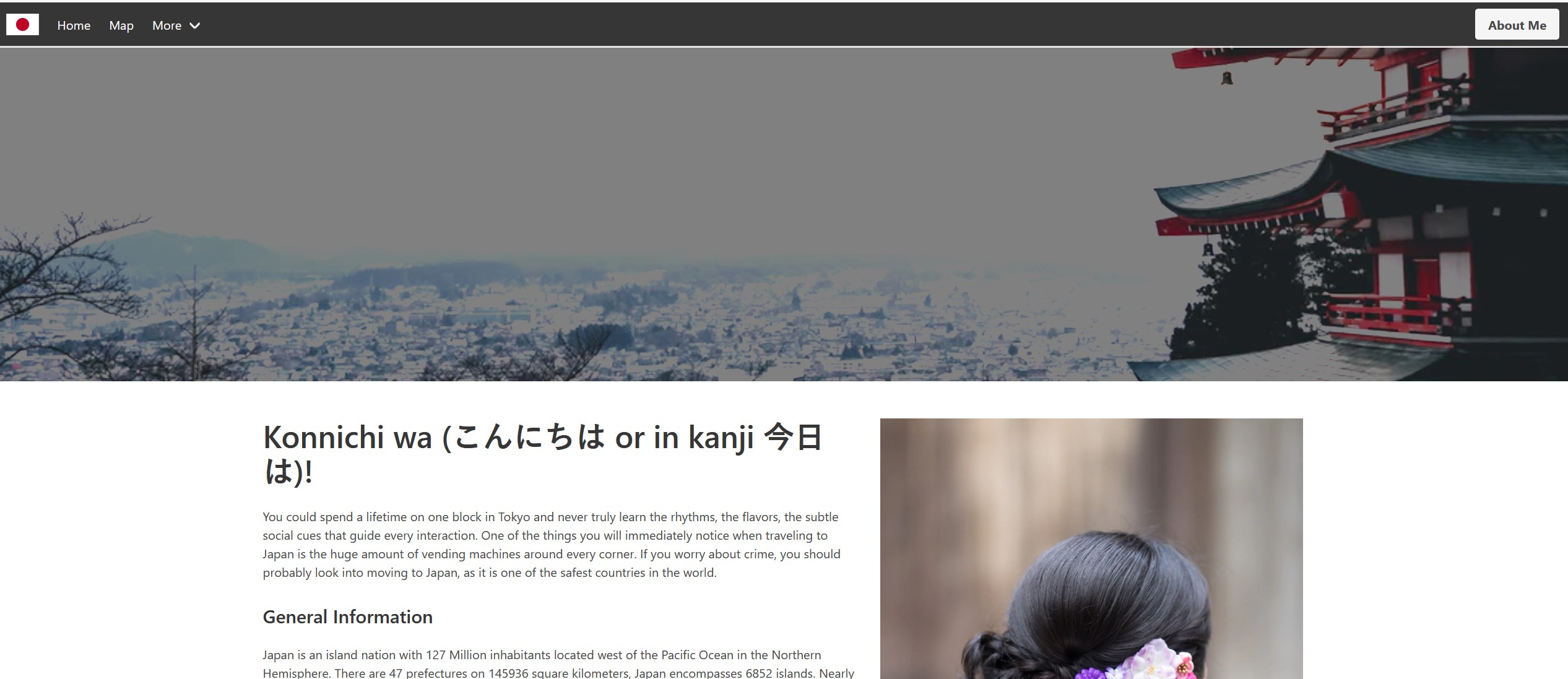 Screenshot of Blog Website about Japan Trip 2019